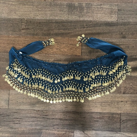 Nwot belly dance coin belt - turquoise - Picture 1 of 6